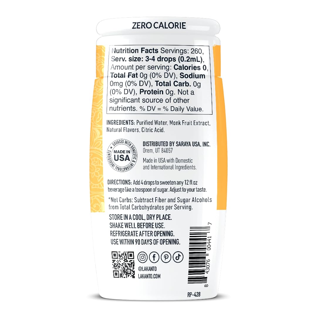 Lakanto Liquid Monk Fruit Extract Drops, Caramel - 1.76 Fl Oz