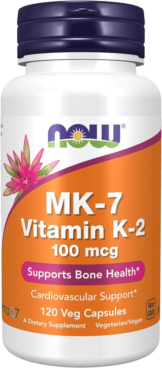 NOW Supplements, MK-7 Vitamin K-2 100 mcg, Supports Bone Health, 120 Veg Capsules