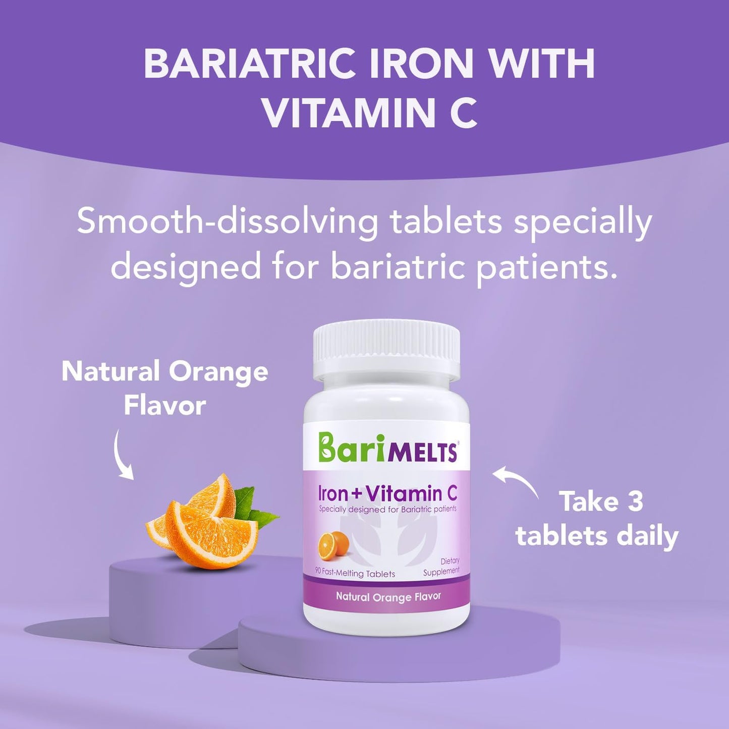 BariMelts Iron with Vitamin C,90 Fast Melting Tablets