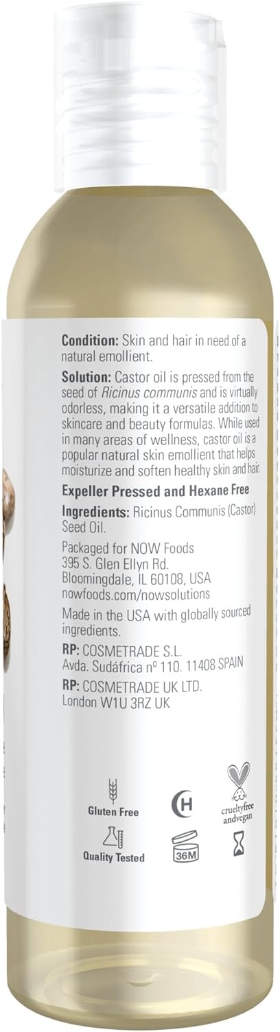 NOW Solutions, Castor Oil, 100% Pure Versatile Skin Care