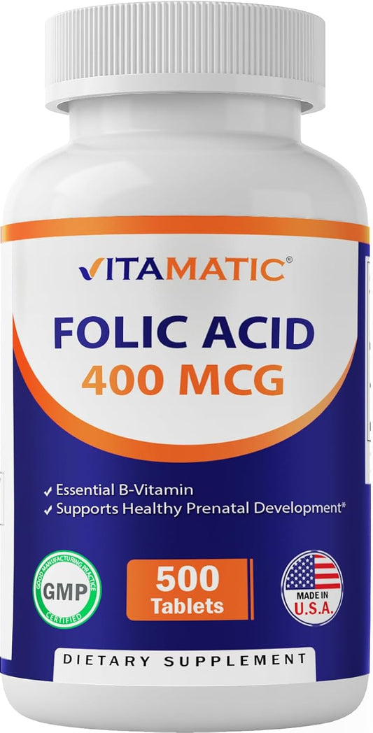 Vitamatic Folic Acid 400 mcg - 500 Vegetarian Tablets