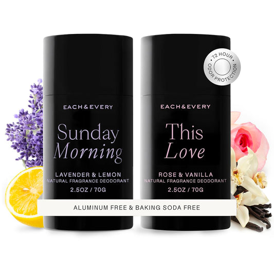 Each & Every Deodorant Lavender & Lemon + Rose & Vanilla - 2.5oz, 2 Pack