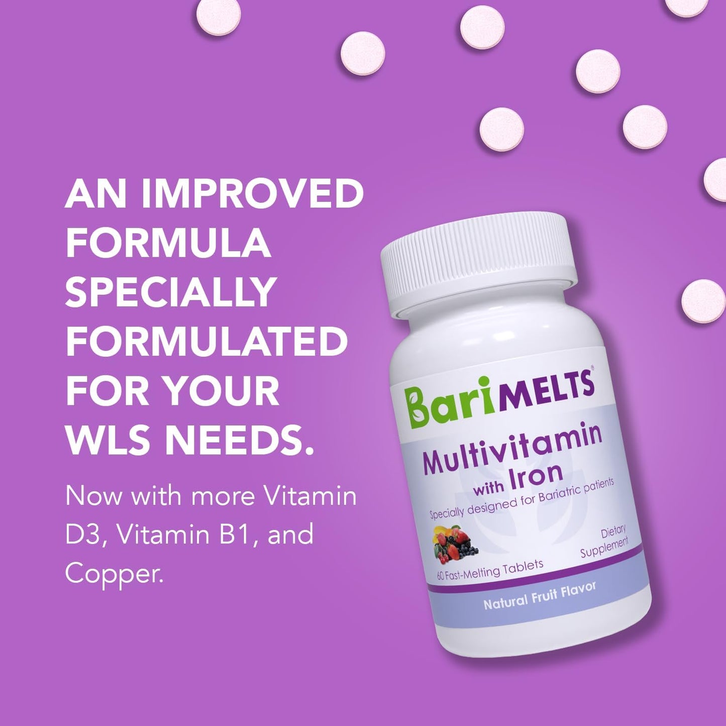 BariMelts Bariatric Multivitamin with Iron 60 Fast-Dissolving Tablets