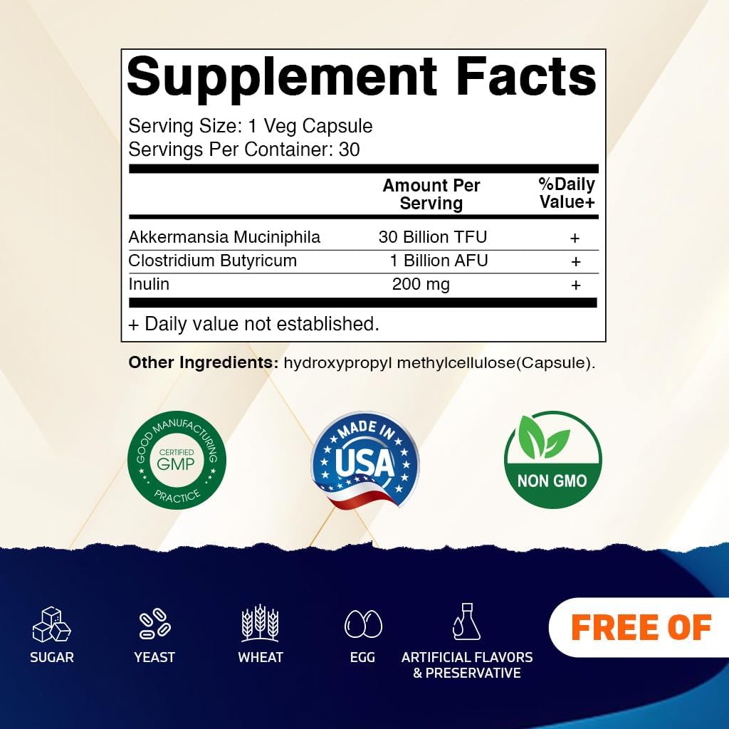 Vitamatic Akkermansia Muciniphila 30 Billion TFU  -30 Vegan Capsules