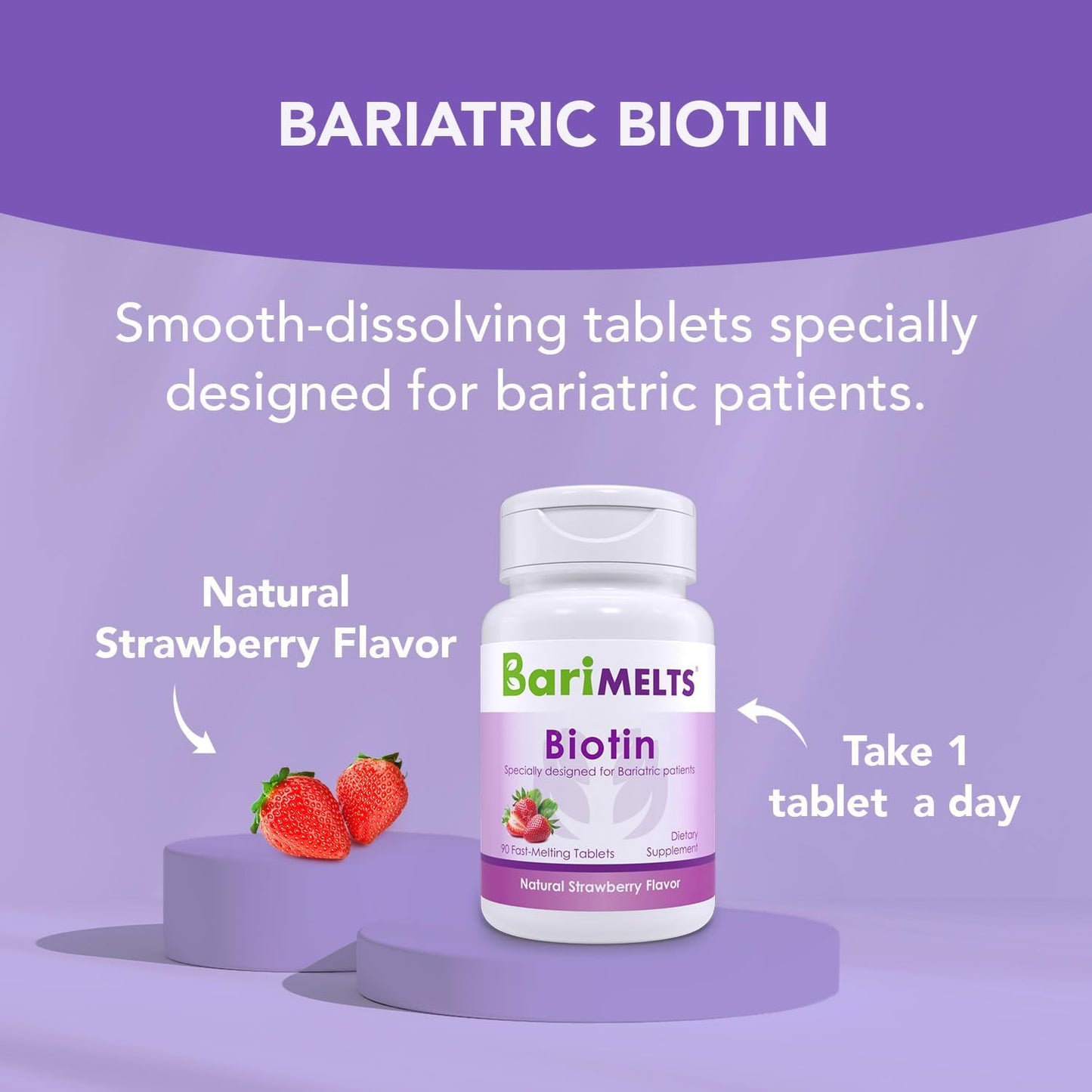 BariMelts Biotin, Dissolvable Bariatric Vitamins 90 Fast Melting Tablets