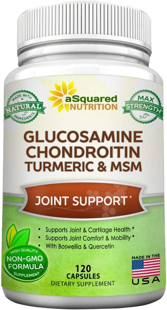 aSquared Nutrition Glucosamine Chondroitin Turmeric MSM Boswellia - 120 Capsules