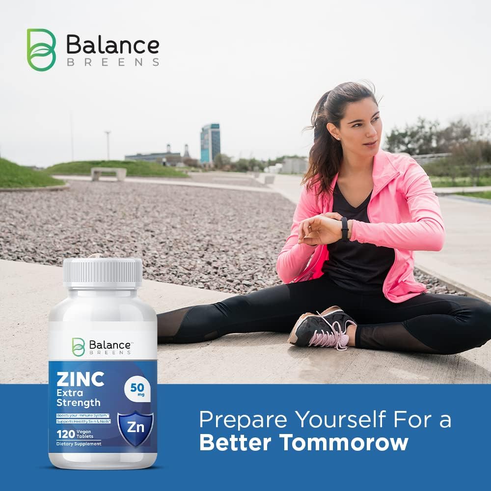 Balance Breens Zinc Extra Strength  120 Vegan Non-GMO Tablets,