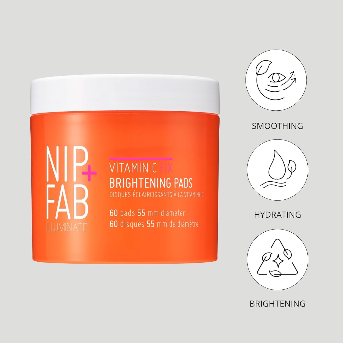 Nip + Fab Vitamin C Fix Brightening Pads for Face - 60 Pads, 2.7 Ounce
