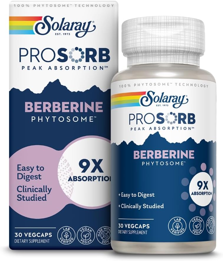 SOLARAY Berberine Phytosome - 9X Absorption and Easy-to-Digest - 30 vegcaps