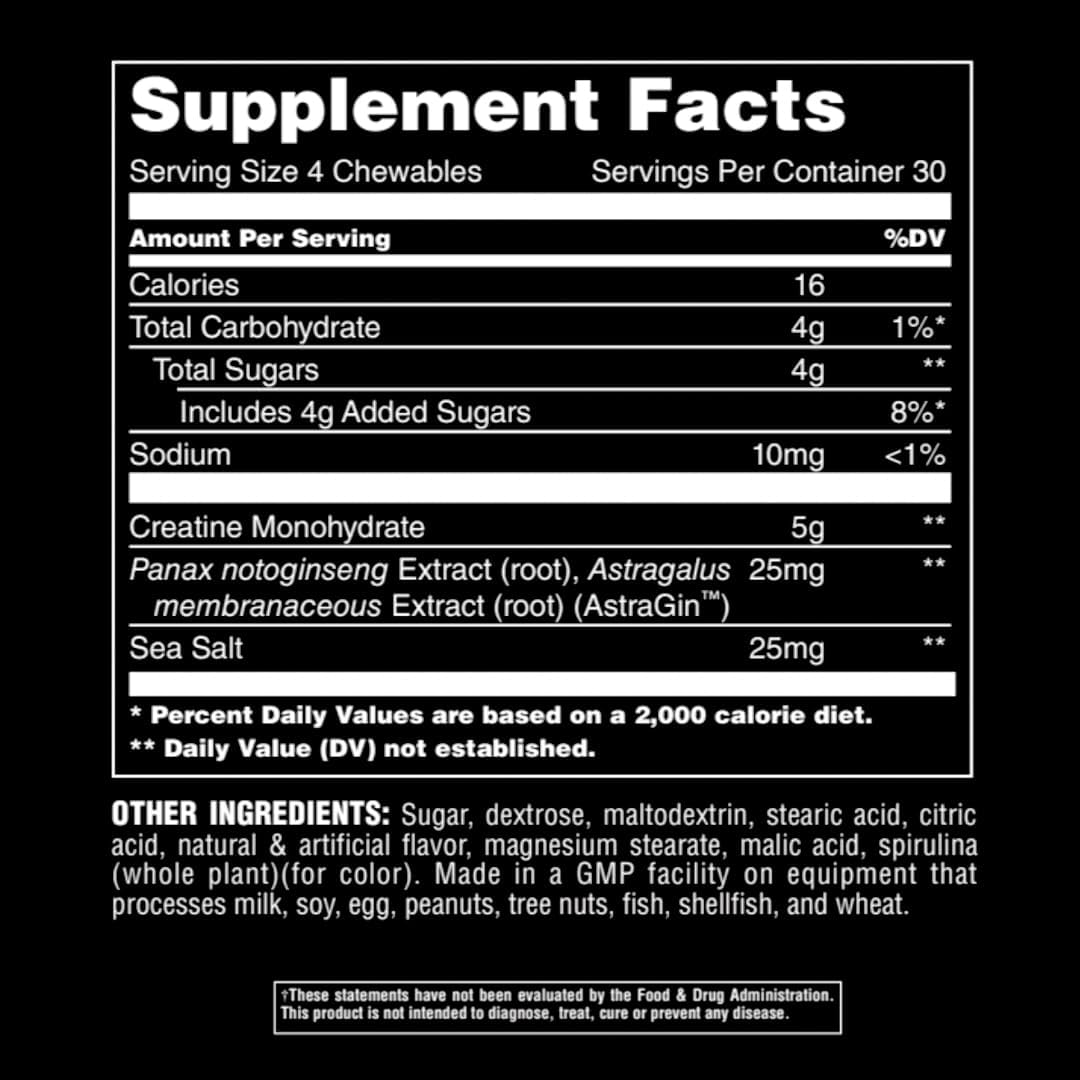 Animal Creatine Chews Tablets - Enhanced Creatine Monohydrate with AstraGin to Improve Absorption