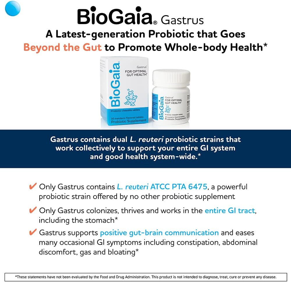 BioGaia Gastrus Chewable Adult Probiotic 30 Tablets