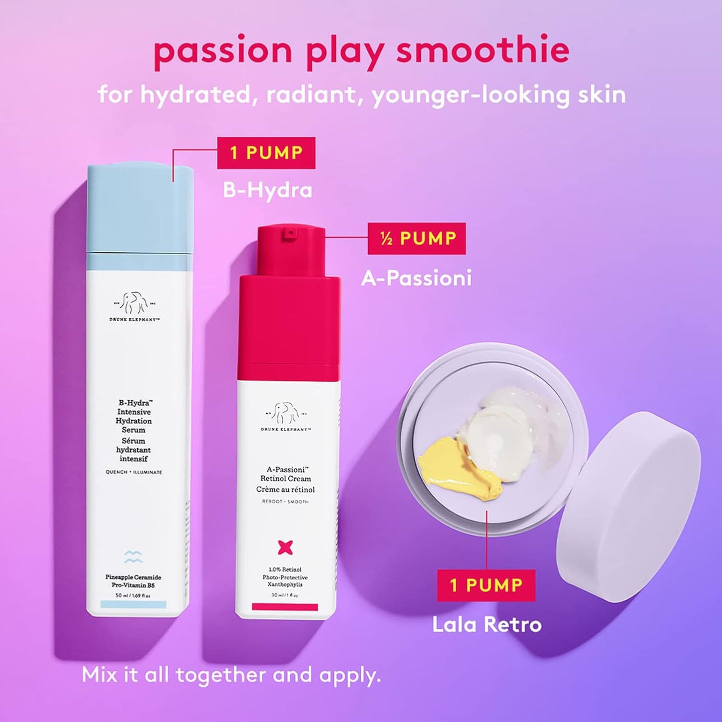 Drunk Elephant A-Passioni Retinol Anti-Wrinkle Cream. Brightening, Restorative and Vegan Face Cream with Vitamin F 10 mL