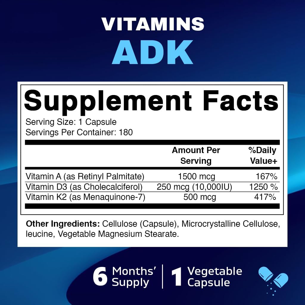 Vitamatic ADK Vitamin Supplement - 180 Veg Capsules
