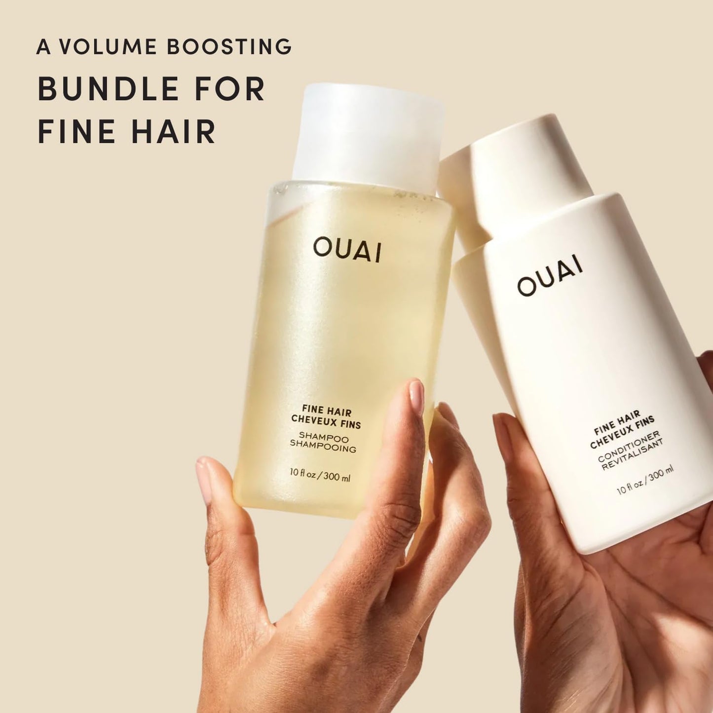 OUAI Fine Hair Shampoo & Conditioner Set, Travel Size - 3 Oz