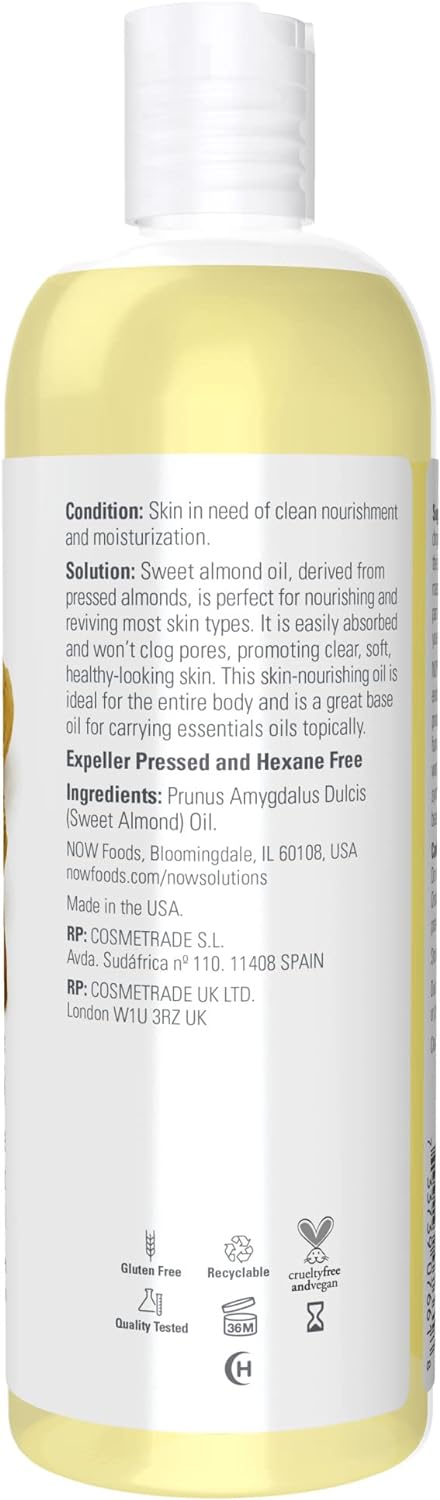 NOW Solutions, Sweet Almond Oil, 100% Pure Moisturizing Oil