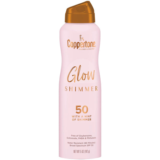 Coppertone Glow with Shimmer Sunscreen Spray, Water Resistant ,SPF 50, 5 Oz