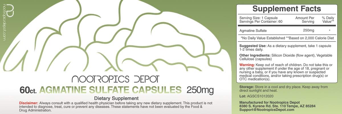Nootropics Depot Agmatine Sulfate 60 Capsules