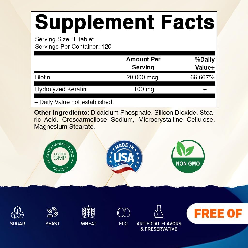 Vitamatic High Potency Biotin 20000 mcg - 120 Vegetarian Tablets