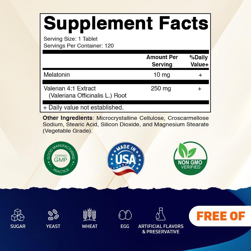 Vitamatic Melatonin 10mg with Valerian Root  250 mg - 120 Tablets