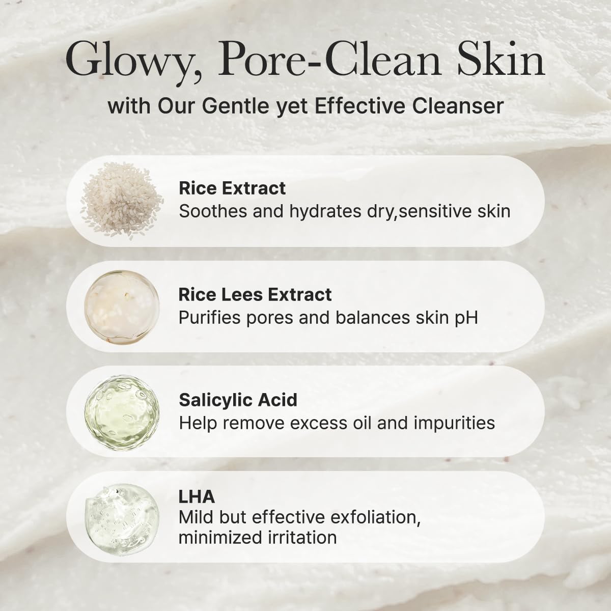 ARENCIA Rice + LHA Pore Control Rice Cake Cleanser with Salicylic Acid - 5.07 fl oz