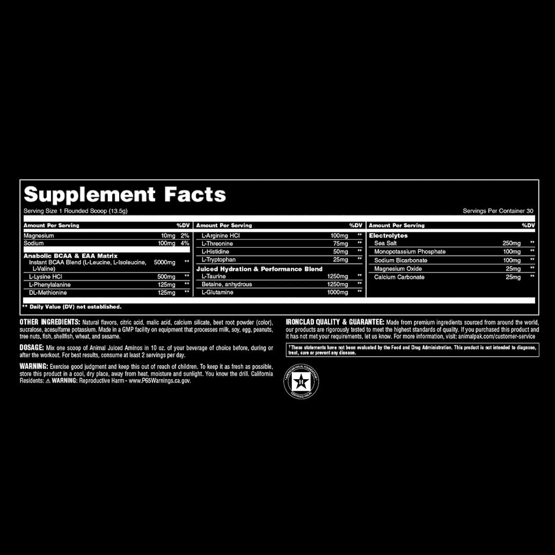 Animal Juiced Amino Acids - BCAA/EAA Matrix Plus Hydration with Electrolytes