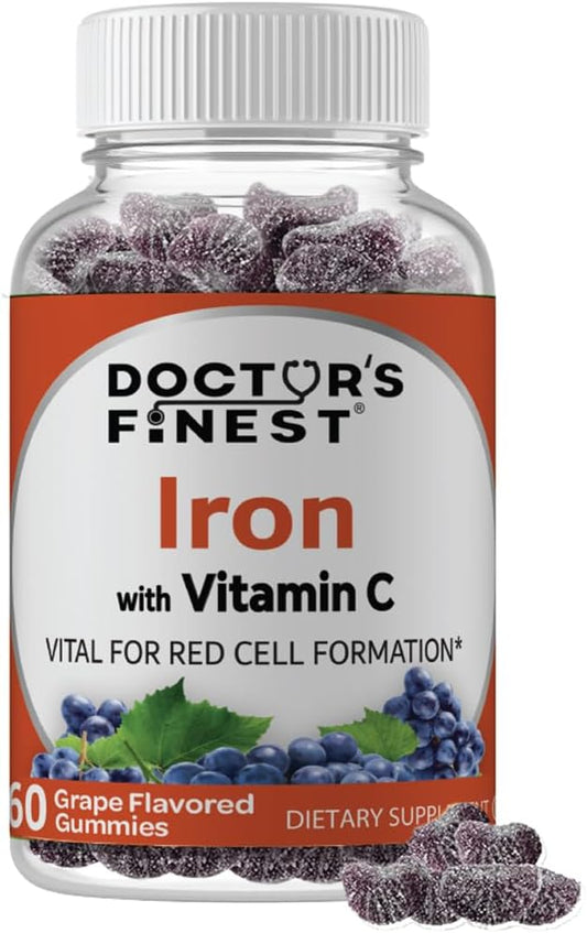 Doctor's Finest Iron with Vitamin C, Grape - 60 Gummies