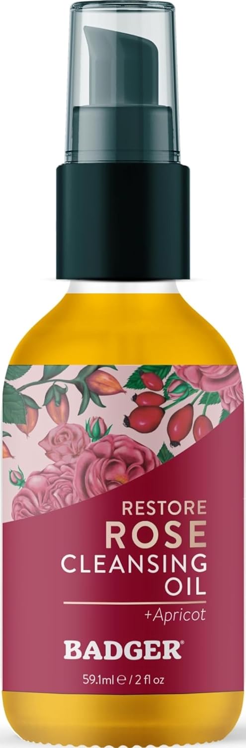 Badger Rose Face Cleansing Oil - 2 fl oz Glass Bottle