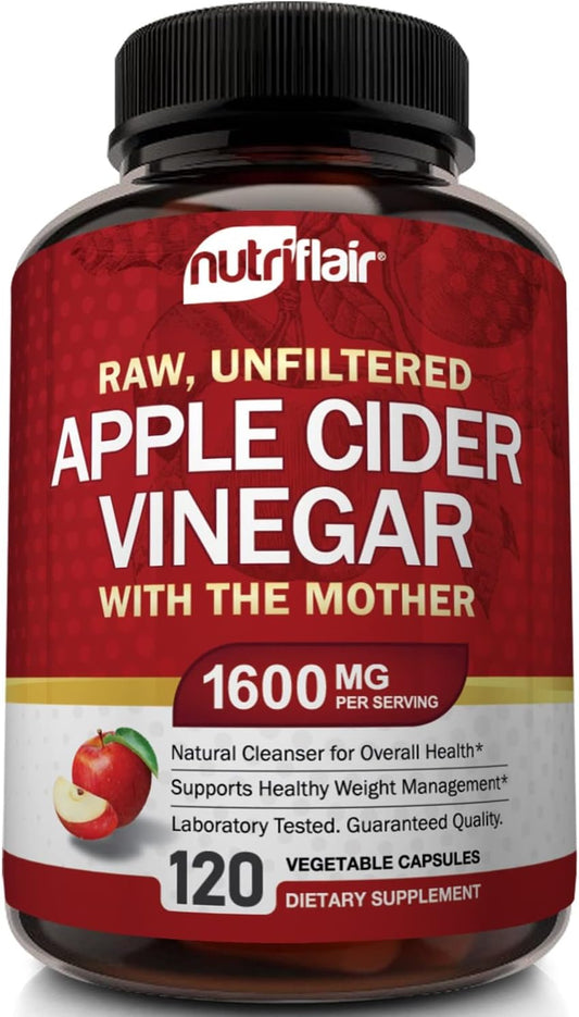 Apple Cider Vinegar Capsules with The Mother - 120 Vegan ACV Pills