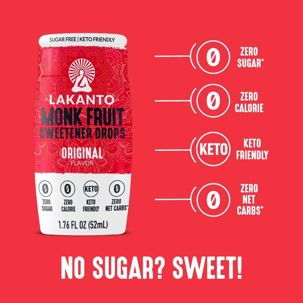 Lakanto Liquid Monk Fruit Extract Drops, Original - 1.76 Fl Oz