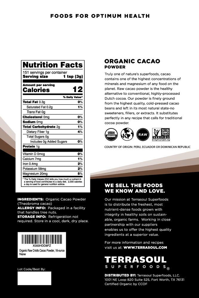 Terrasoul Superfoods Raw Organic Cacao Powder