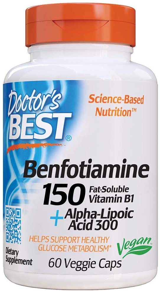 Doctor's Best Benfotiamine 150 + Alpha-Lipoic Acid 300 with BenfoPure, 60 Veggie Caps