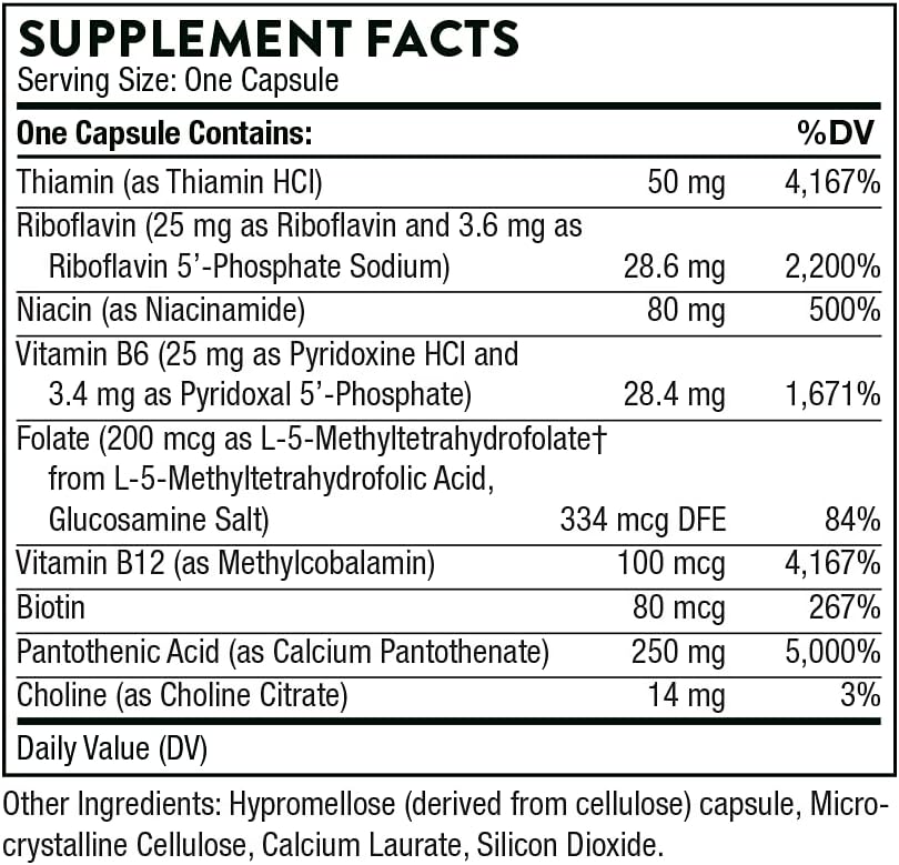 Thorne Stress B-Complex - Vitamins B2, B6, B12, and Folate in Highly- 60 capsules