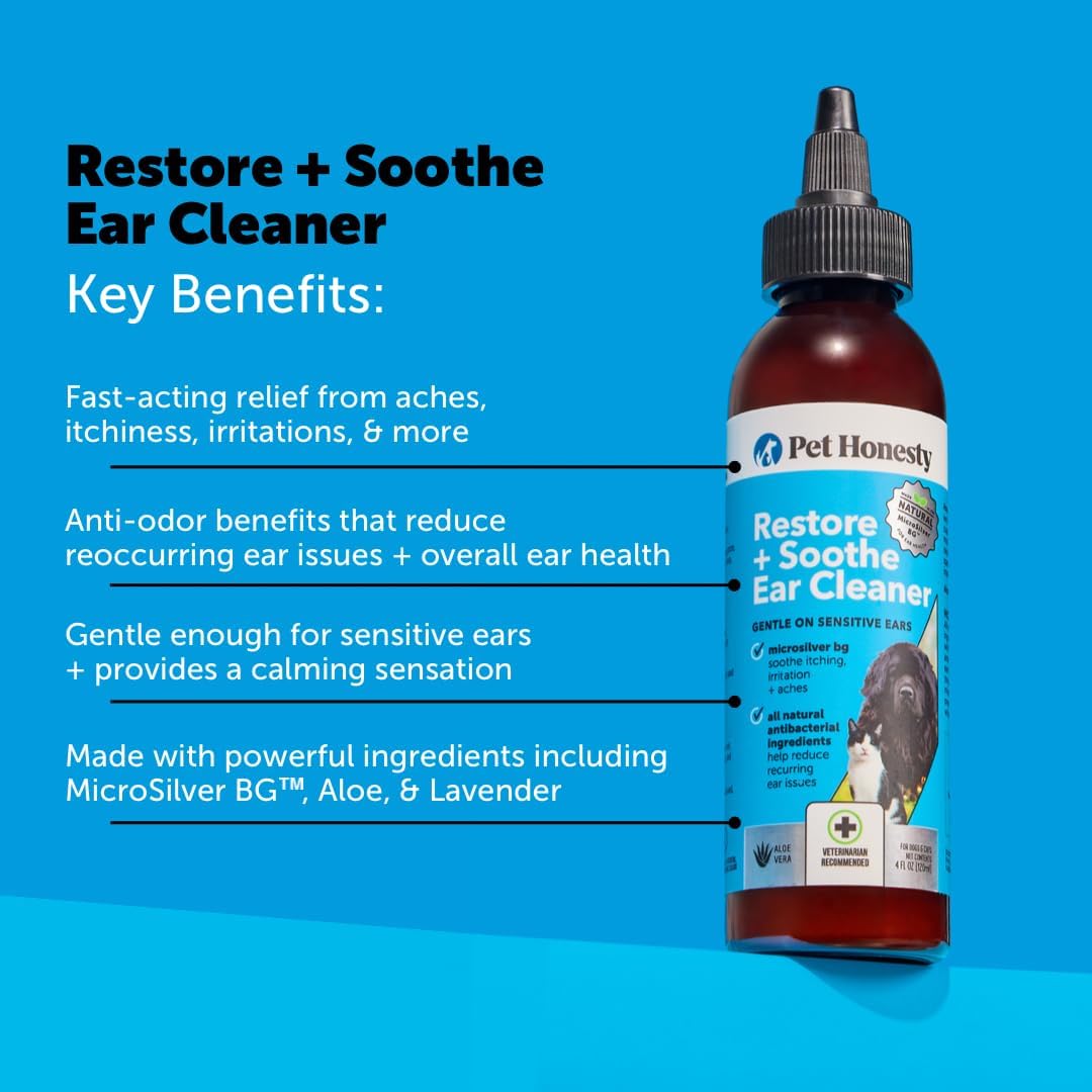 Pet Honesty Restore + Soothe Ear Cleaner for Dogs & Cats- 4oz