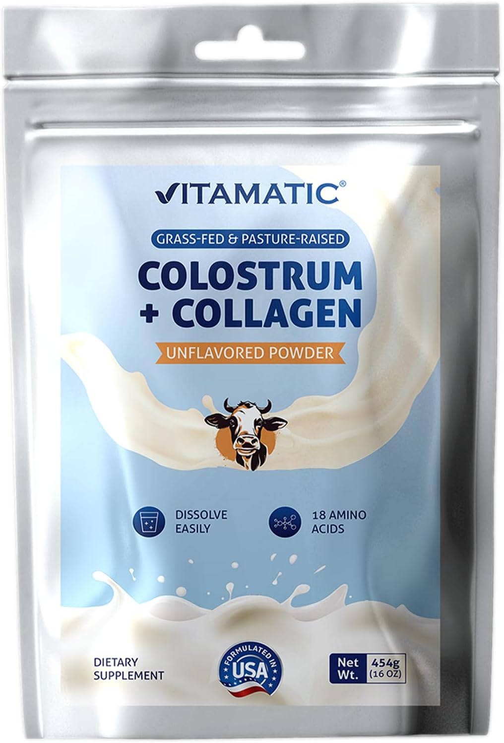 Vitamatic Bovine Colostrum + Collagen Powder -16 oz