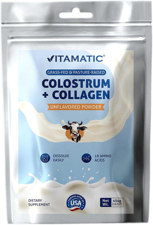 Vitamatic Bovine Colostrum + Collagen Powder -16 oz