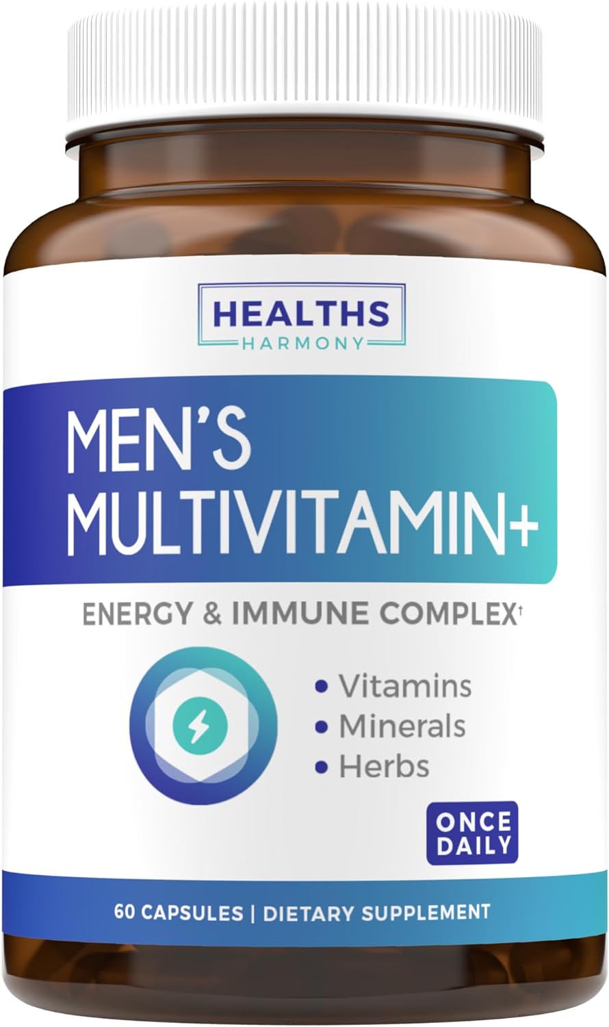 Multivitamin for Men  Daily Mens Vitamins & Multimineral Plus Energy Boost,- 60 Capsules