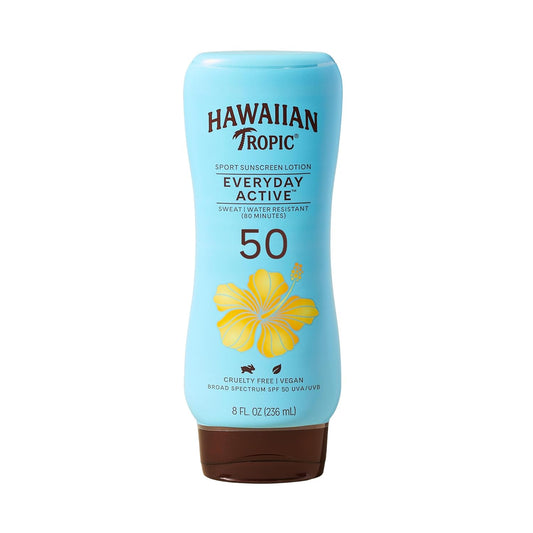Hawaiian Tropic Island 8 Ounce Sport Broad Sunscreen Lotion with SPF 50 8 fl oz