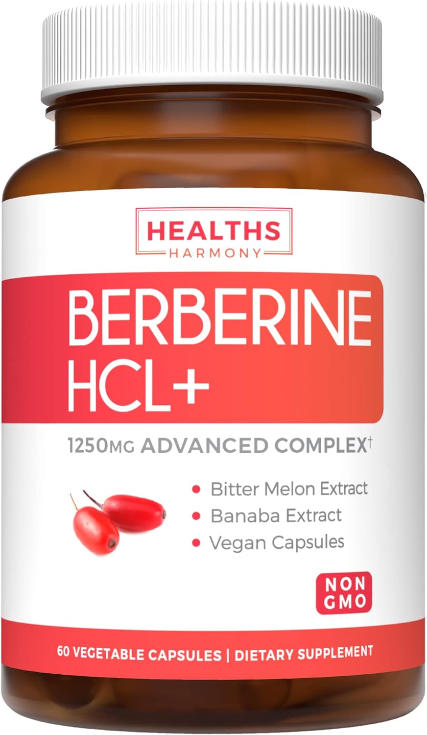 Berberine Supplement Berberine HCL Plus Bitter Melon & Banaba Leaf Extract - 60 Capsules