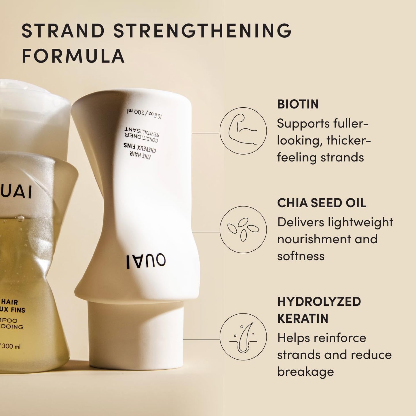 OUAI Fine Hair Shampoo & Conditioner Set, Travel Size - 3 Oz
