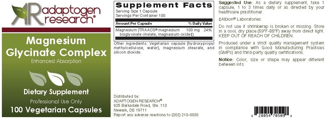 Magnesium Glycinate Complex 100 mg Magnesium bisglycinate chelate 100 Vegetarian caps