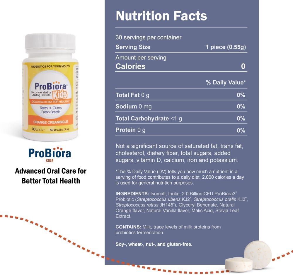 ProBiora Kids Oral-Care Chewable Probiotic Tablets 30 count