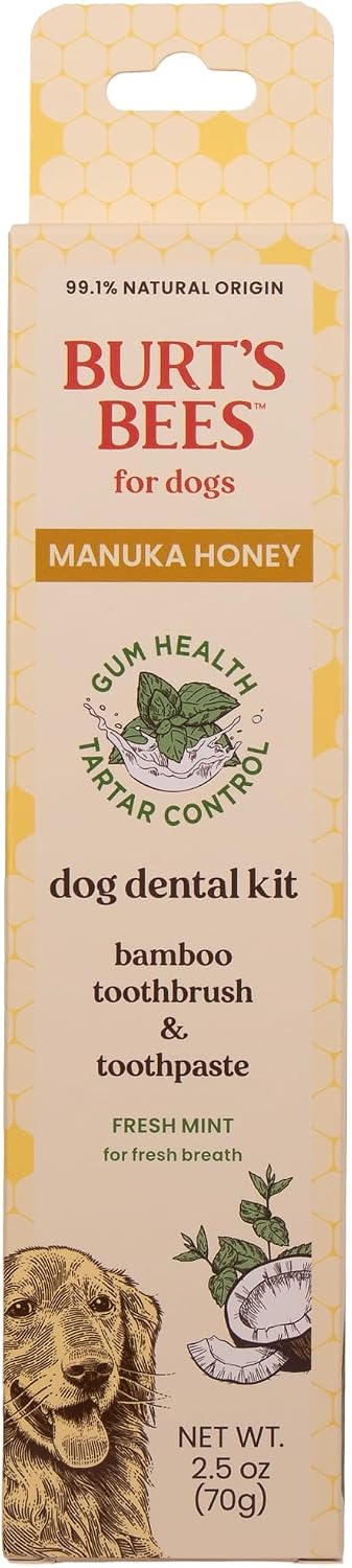 Burt's Bees for Pets Fresh Mint Dog Dental Kit with Bamboo Toothbrush & Dog Toothpaste - 2.5 Oz