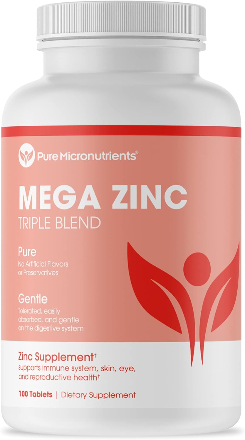 Mega Zinc Supplement, 50mg - 3-in-1 Zinc Complex - 100 Tablets