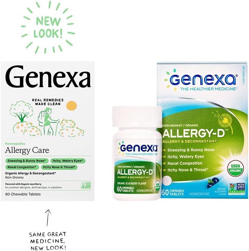 Genexa Adults' Allergy Care Non-Drowsy, Homeopathic Decongestant 60 Chewable Tablets