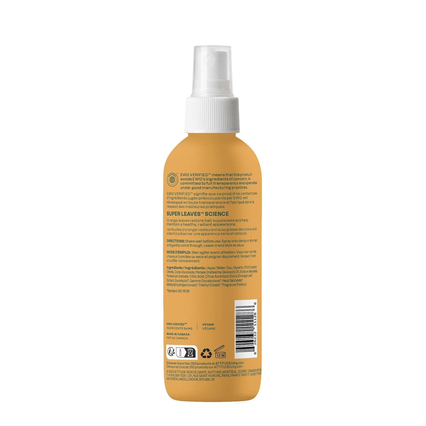 ATTITUDE Detangling Spray -Orange Leaves, 8 Fl Oz