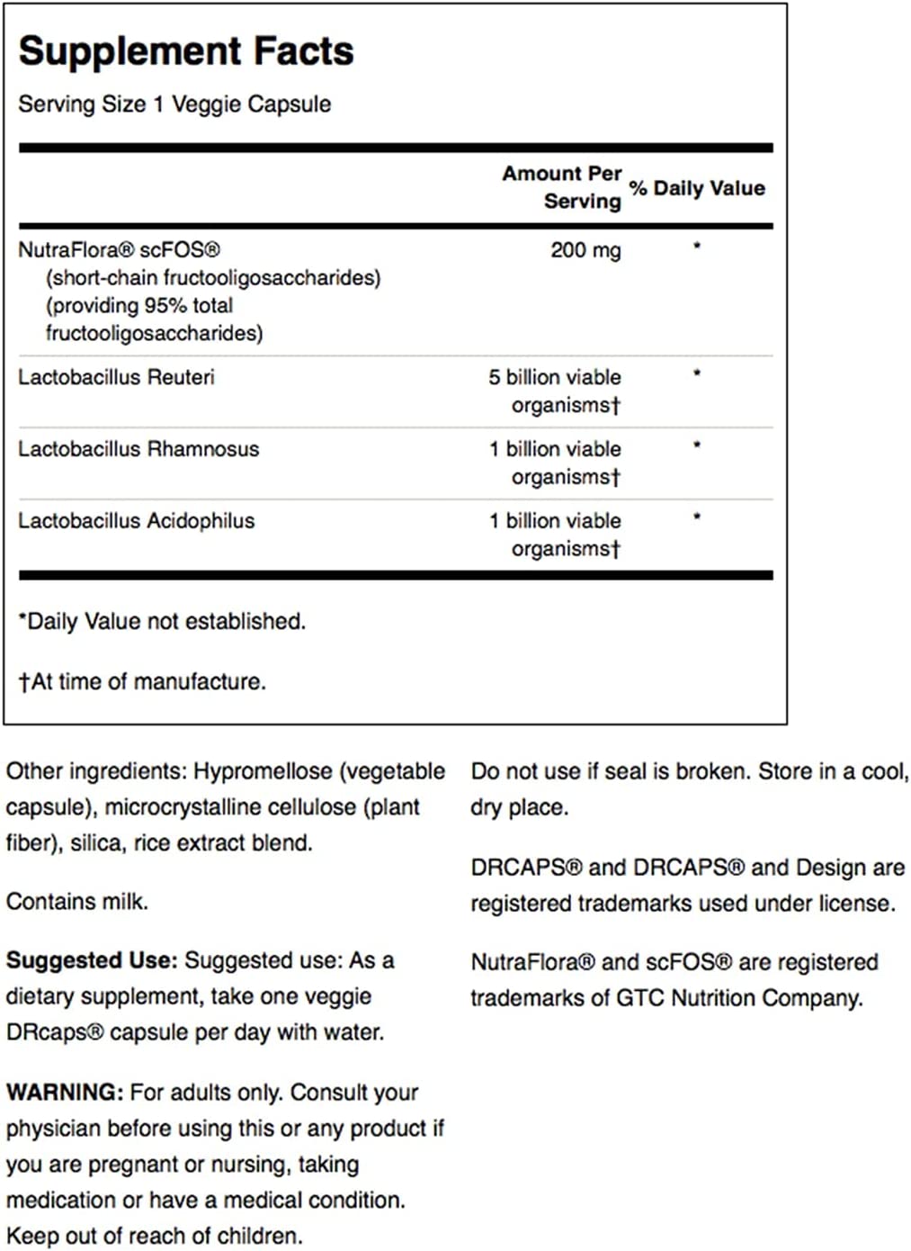 Swanson L. Reuteri Probiotic Plus w/L. Rhamnosus L