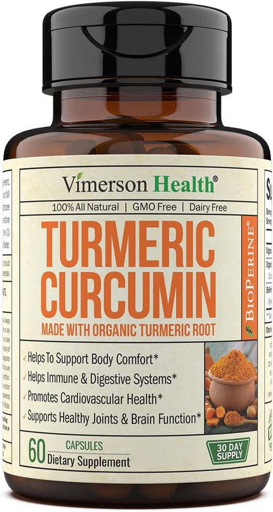 Organic Turmeric Curcumin & Black Pepper. High Absorption Joint Support Supplement  60 capsules
