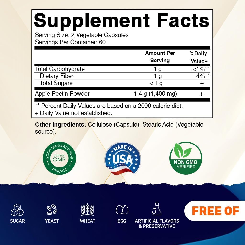 Vitamatic Apple Pectin 700mg – 120 Vegetarian Capsules