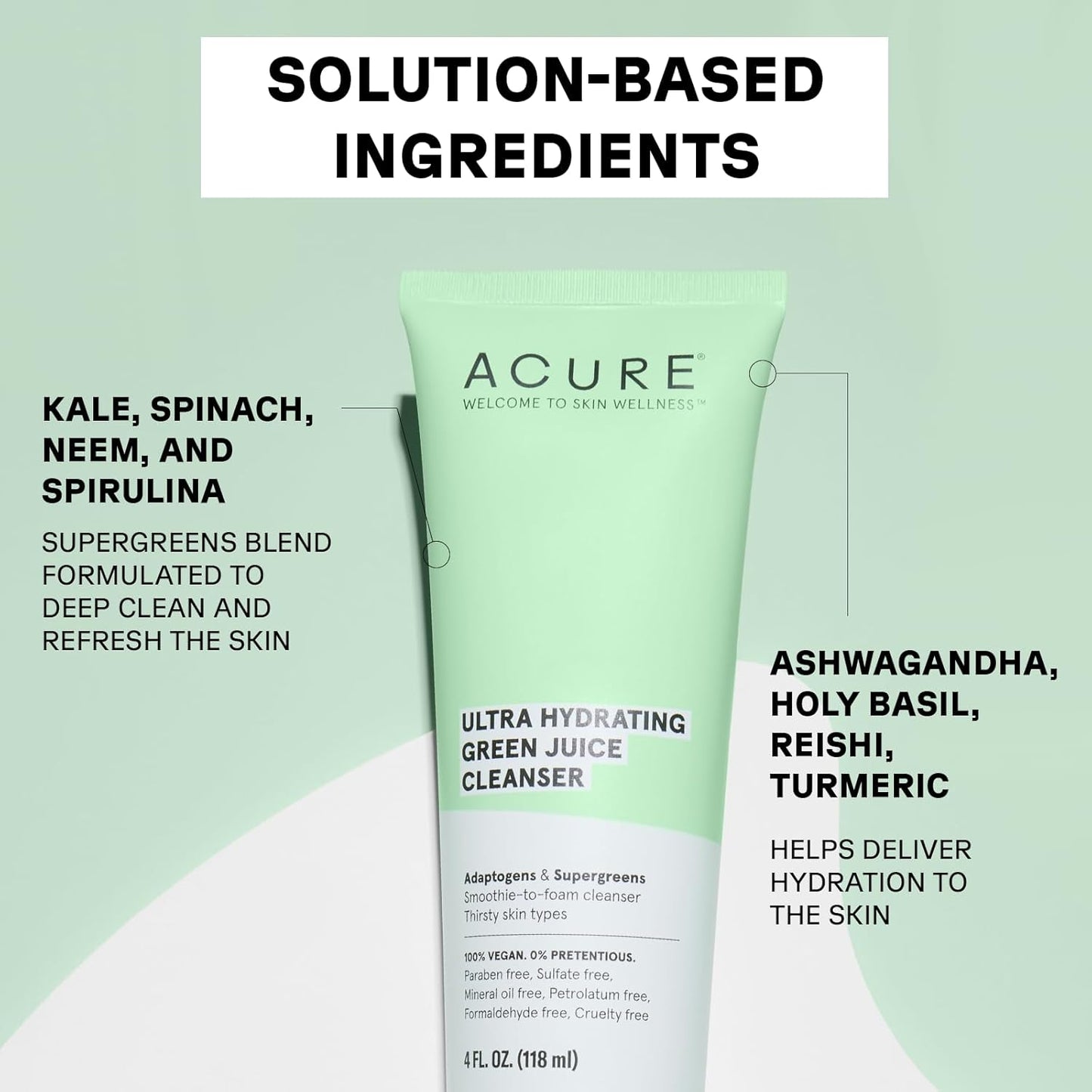 Acure Ultra Hydrating Green Juice Face Cleanser -4 fl oz