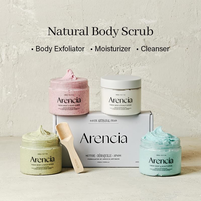Arencia Fresh Cloud Sea Salt Body & Scalp Scrub (Green) -9.17 oz